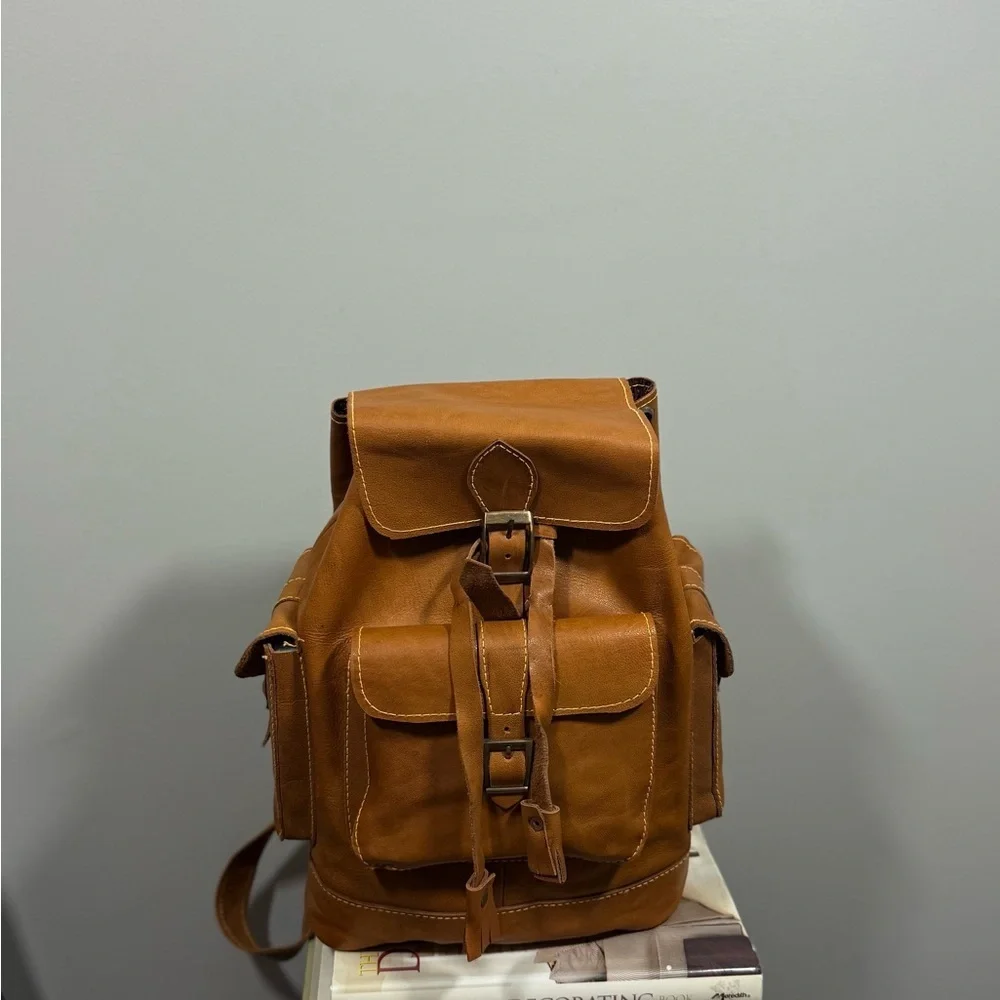 Handmade Brown Leather Backpack